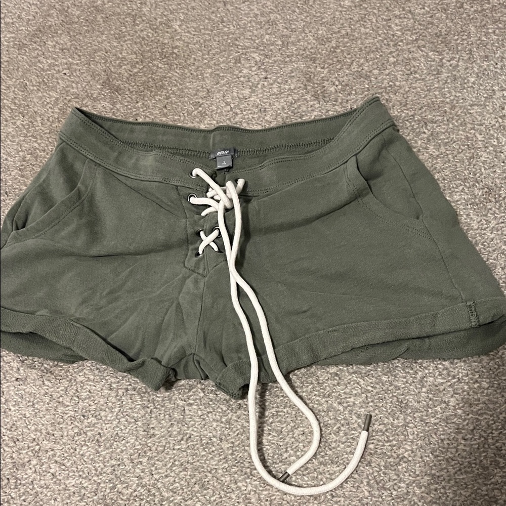 Aerie Forest Green Lace-Up Athletic Shorts